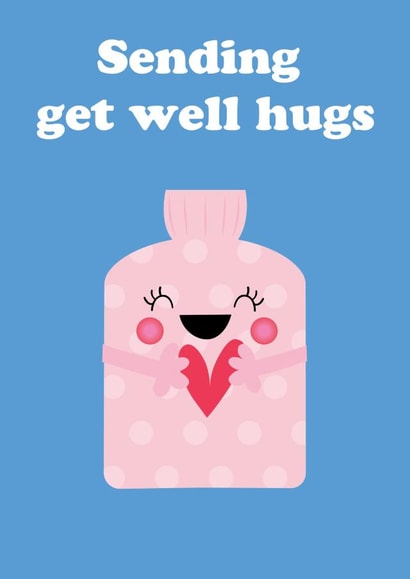 Get well hugs water bottle card created by Memelou