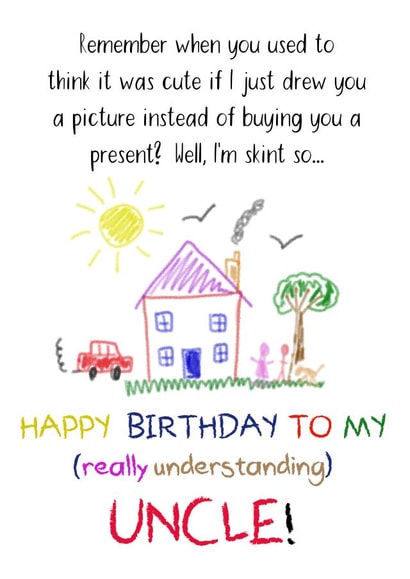 Cute birthday card for an understanding uncle created by Shore Designs