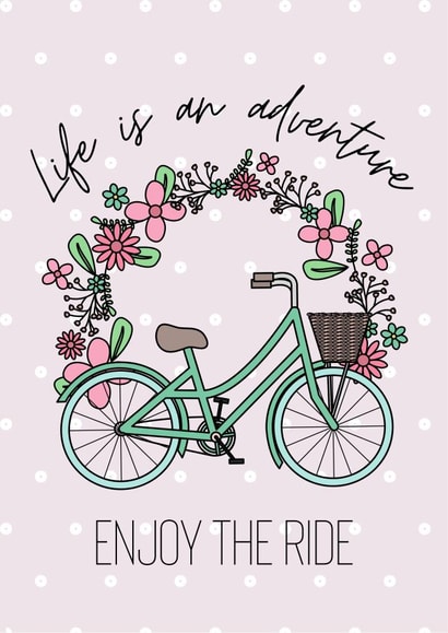 Life is an adventure,  enjoy the ride, new start card created by Laura Wheatley