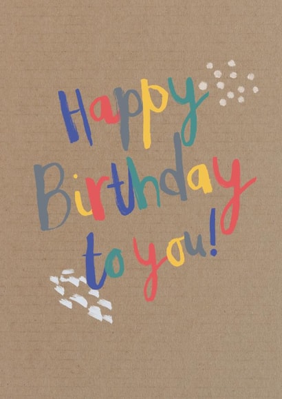 Birthday text on recycled paper created by Laura Pantony