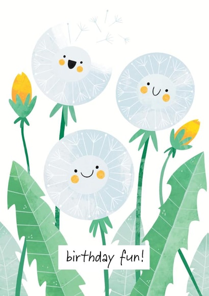 Birthday funny card with dandelions created by Nastya Rizaeva