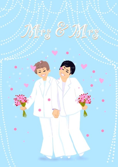 Mrs and Mrs - Illustrated Wedding card created by Yamaste Art