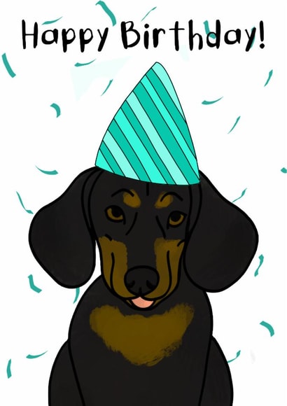 Happy Birthday Sausage dog dachshund created by Rachel Trainor