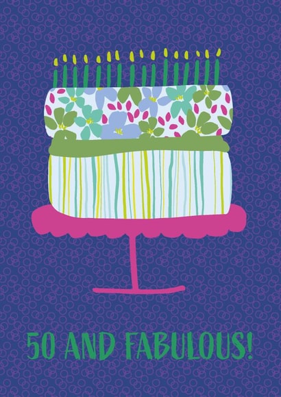 50th Birthday Card - Cake - Fabulous created by Sazerelli Designs