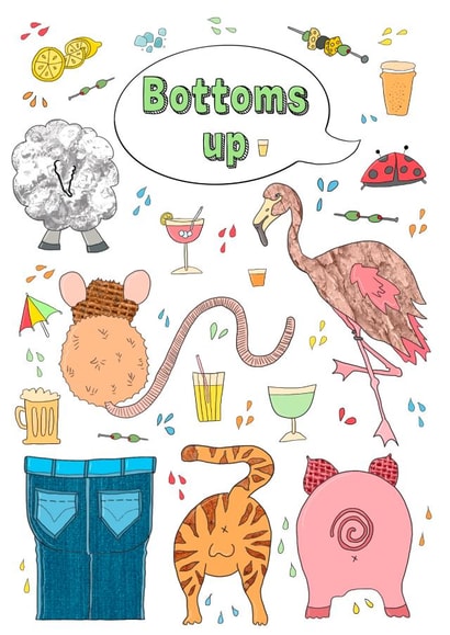 Bottoms up celebration card. created by The Illustrated Saying