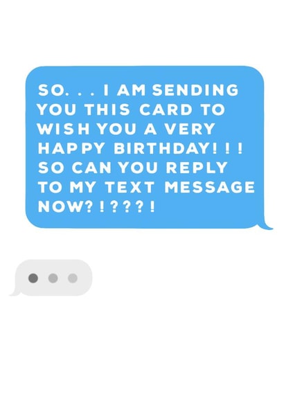 Funny and sarcastic happy birthday text message style card 1001 created by Leah Chong - Leah Design