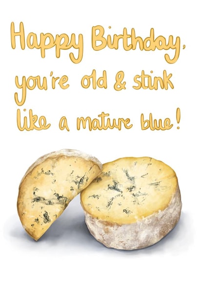 Cheese themed birthday card created by Katie Tinkler illustration