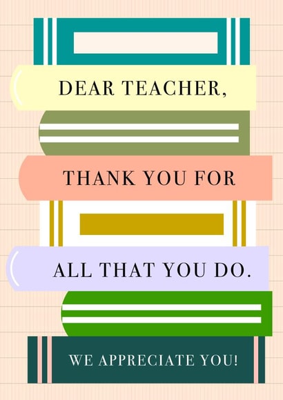 Dear Teacher, Thank You Books Card created by Lea Velasquez