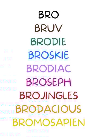 Birthday Bro nicknames card created by I Made A Funny!