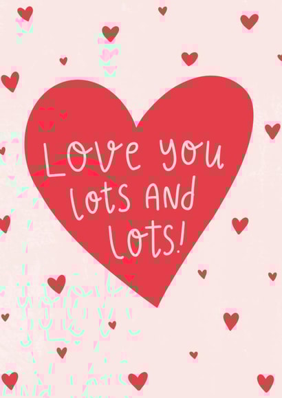 Cute Love Hearts Anniversary Card / Valentines Day Card - Love You Lots And Lots! created by @pepperpeachillustrations