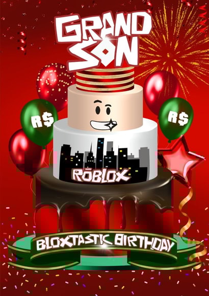 Grandson Roblox inspired Birthday Cake for the Gamer created by Kerrylovescards