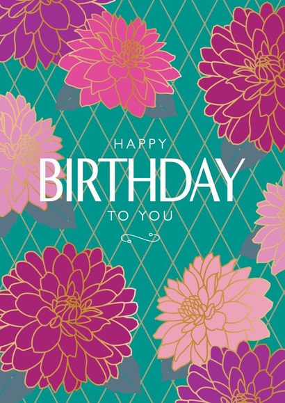 Dahlia Days birthday card 1001 created by NEEDL designs