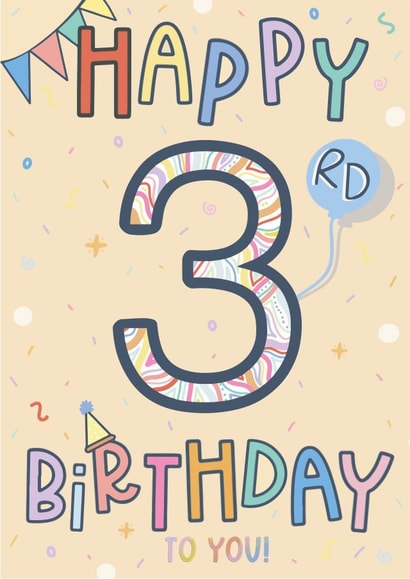 Happy 3rd Birthday! Three Today - Third Birthday card created by Scribble + Print Co