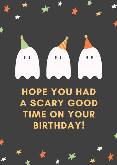 Scary Ghost October Birthday Card created by Little Owl Designs Co