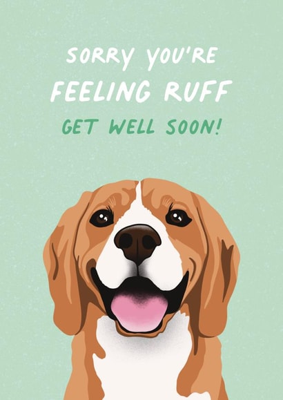Cute Beagle Dog, Get well soon card created by Amy V Packham Art