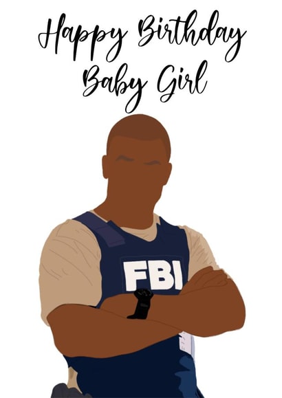 Baby Girl, Derek Morgan Birthday Card created by Louise Brown