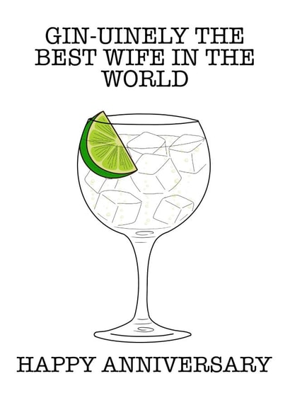 Punny Anniversary card for Gin loving Wife created by Wooden It Be Precious