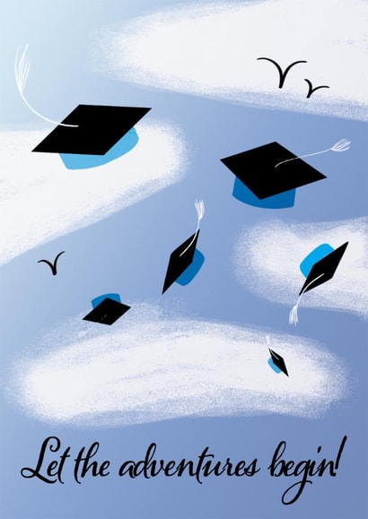 Graduation cap toss congratulations card - Let the adventures begin created by Mayah Wetherell