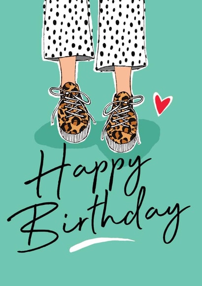 Leopard print and polka dot lover birthday card created by Leebee Designs