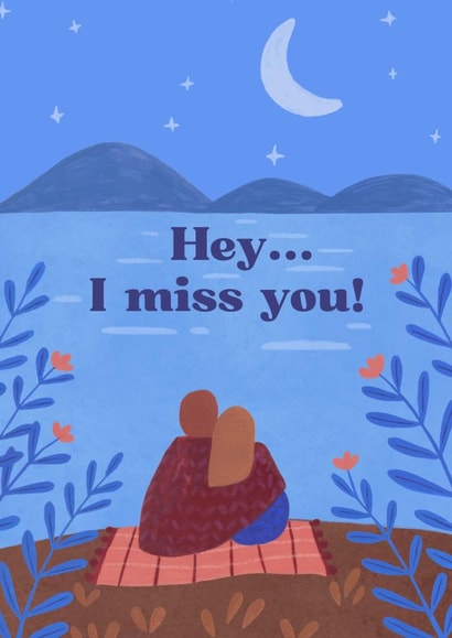 Moonlight couple miss you card created by Bloom Illustrations 