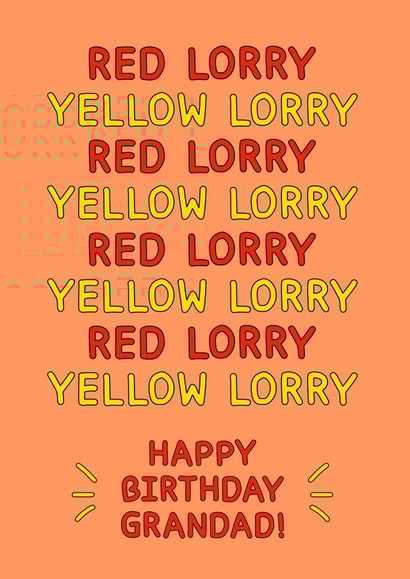 Red Lorry Yellow Lorry Grandad Birthday Card created by Card and Cake