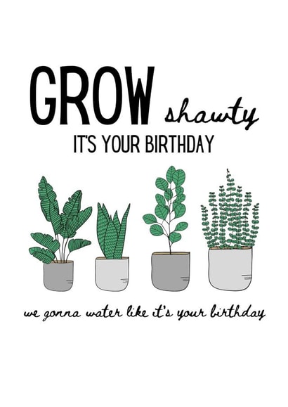 Grow Shawty, Pot Plants Birthday Card created by Kristin