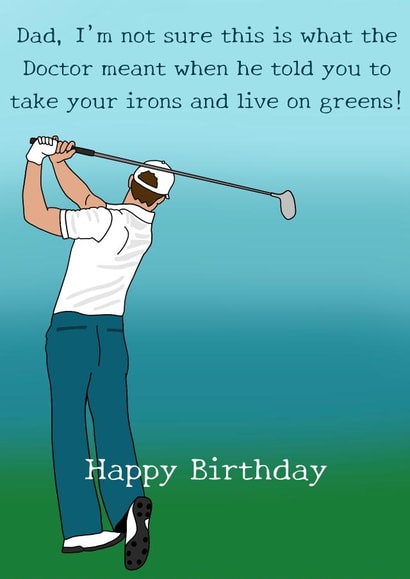 Irons and Greens, Golfing Birthday Card for Dad created by Little Prints Fred Designs