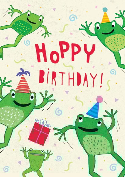 Hoppy birthday! Frogs jumping around created by Pencilface