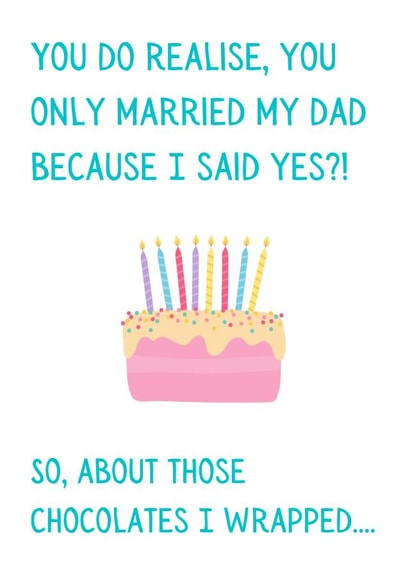 Cheeky Birthday card step mum created by The Coven