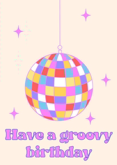Groovy disco ball birthday card - celebration card for friend Or family created by Prezprints