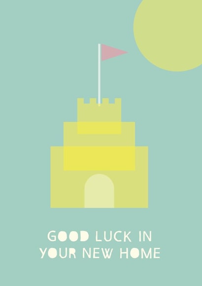 Good Luck in your New Home, Sand Castle card. created by Cloud Cuckoo Design