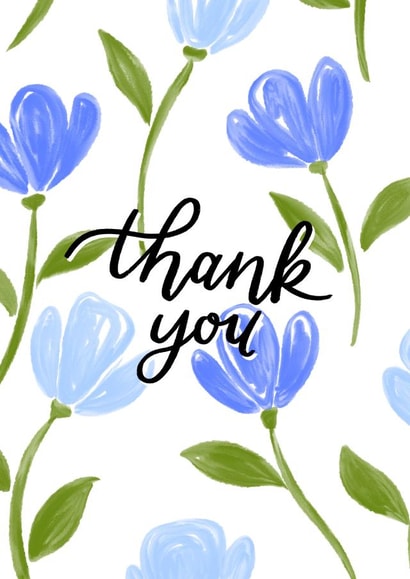 Pretty Flower Thank You Card - Blue Flowers created by Louisa Taylor