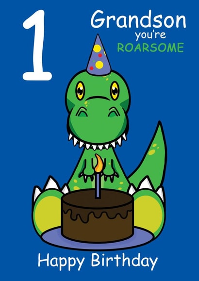 Roarsome Grandson 1st Birthday Card created by @Cupsie's Creations