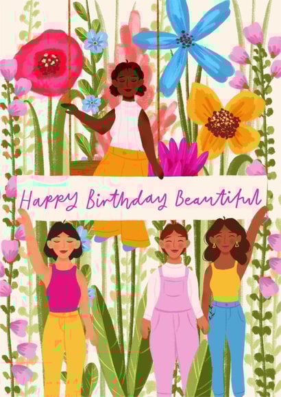 'Happy Birthday Beautiful' floral women card created by Flourish Paperworks