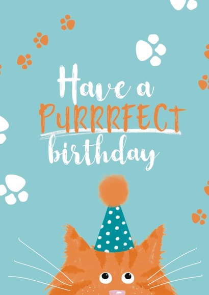 Purrrfect birthday cat card created by Giddy Kipper