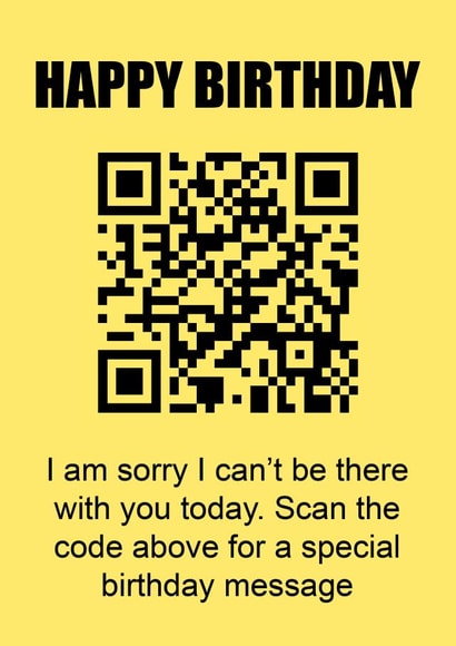 QR code prank Birthday Card created by Arr Cards