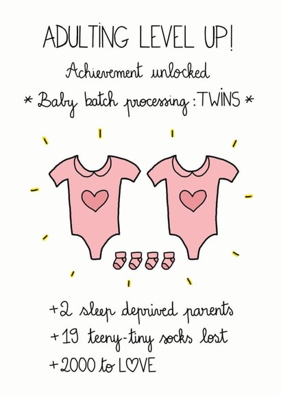 Baby Twin Girls Congratulations Card created by FROGGIE & ROSBIF