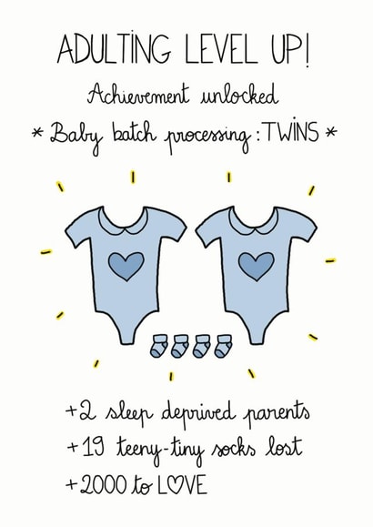 New Baby Twin Boys Congratulations Card created by FROGGIE & ROSBIF