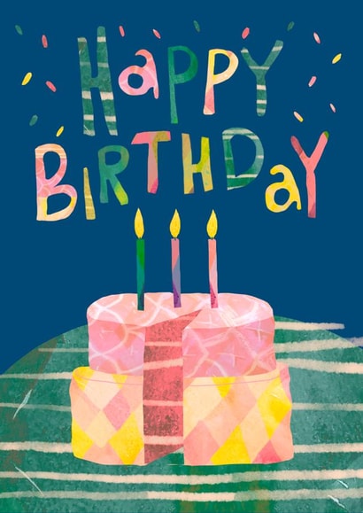 Colourful abstract birthday cake card created by Kamilya Panina