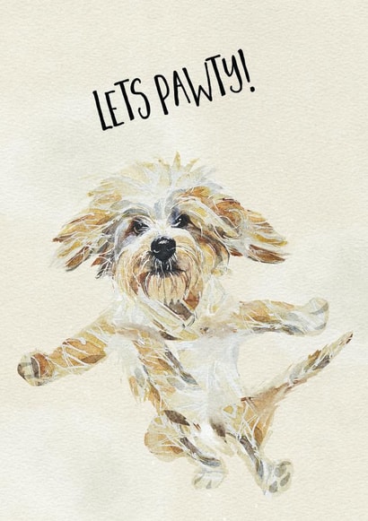 Lets Pawty with a scruffy Cockapoo created by Jo Scott Art