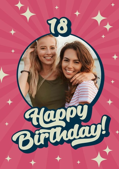 18 stars Birthday Personalised Photo Card 11839 created by Evie Garnett Designs