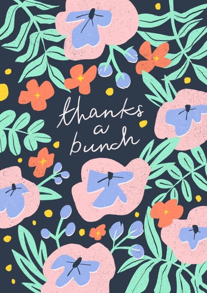 Pretty Floral Pun Thank You Card - Flowers - Thanks A Bunch created by Inku Goods