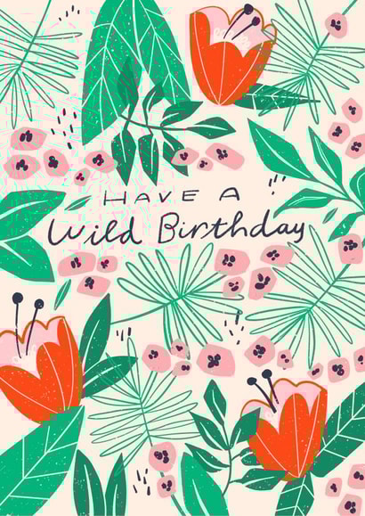 Arty Birthday Card - Wild Flowers - Abstract created by Inku Goods