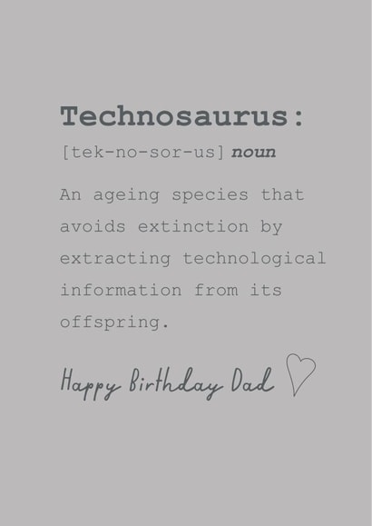 Technosaurus Dad birthday card created by Urban Collie