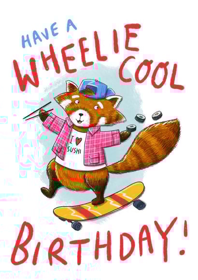 Birthday Sushi Skateboarding Red Panda Card created by Jennifer Jamieson