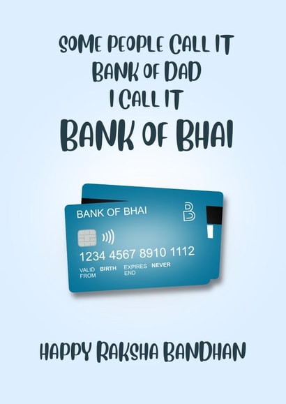 Bank of Bhai Raksha Bandhan Card  created by Paper Wishes Co