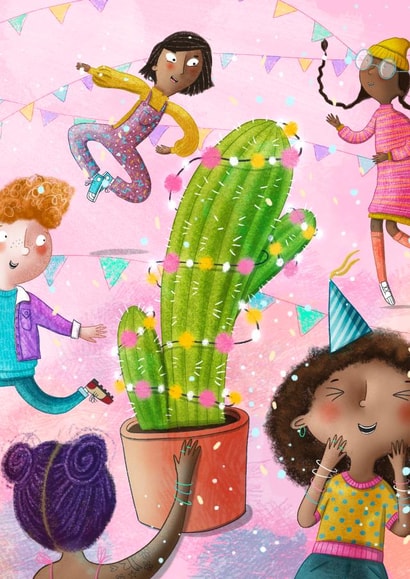 Cactus party celebration card created by Jennifer Jamieson