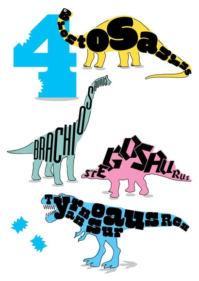 Dinosaur 4th birthday card 1001 created by Sarah Hyndman