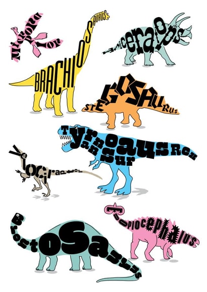 Dinosaur greetings card created by Sarah Hyndman