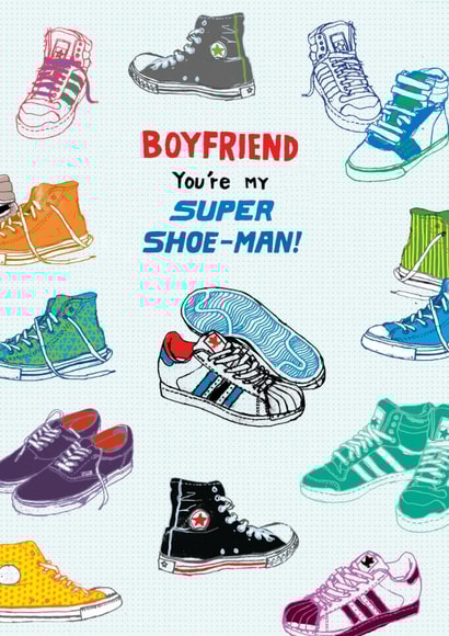 Retro Birthday Card - For Boyfriend - Super Shoe-Man created by Pencilface